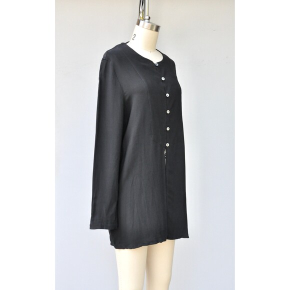 Black SILK Pants and Blouse Set Asian Style Lagenlook Oversided Silk S - M - Picture 6 of 10